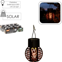 Napelemes függőlámpás lámpás lánghatással, fekete, 7 × 7 × 9 cm