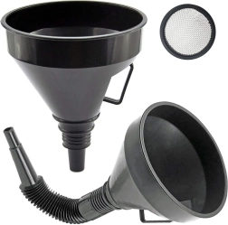 Nagy tölcsér szűrővel folyadékokhoz