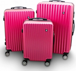 BARUT utazóbőrönd szett, rózsaszín, keményhéjú gurulós bőröndök 3 db