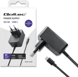 USB‑C 15 W töltő Raspberry Pi 4-hez Power Delivery-vel – fekete