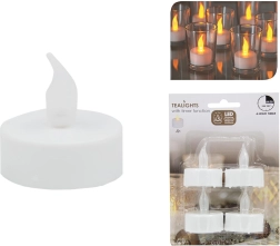 Időzítős, fehér LED mécseskészlet, 3,5 cm átmérő (4 db)