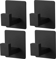 DA106 4x öntapadó fekete fürdőszobai akasztók