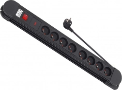 Túlfeszültségvédős hosszabbító elosztó 8 aljzattal, 1,5 m kábellel, főkapcsolóval, fali rögzítéssel