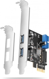 AXAGON PCIe vezérlő 2× USB-A és 2× belső USB 5 Gbps, UASP, alacsony profil, SATA táp