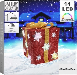 Világító karácsonyi ajándék LED-del, piros, 46 cm