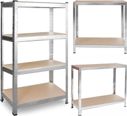 PLONOS fém polcrendszer 150 × 75 × 30 cm, ezüst, csavarmentes rendszer