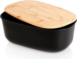Kenyértartó bambusz fedéllel, fekete 39 × 23,5 × 15,5 cm VILDE