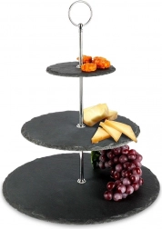 Háromszintes fekete kőszervírozó állvány 31 cm