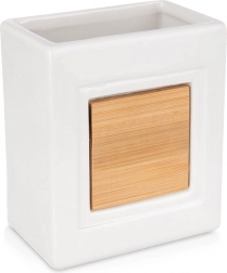 Fehér dolomit fogmosópohár bambusszal