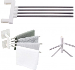 Forgatható, fúrás nélküli fali törölközőtartó 4 karral