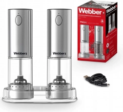 elektromos só- és borsőrlők USB‑C-vel, 2 darabos készlet állítható szemcsemérettel és LED fénnyel