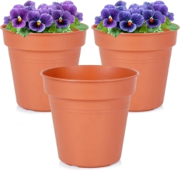 Műanyag kerti, kerek virágcserép 15 cm, 3 darabos készlet