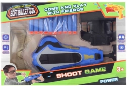 Habgolyós játékpisztoly kéztartóval és védőszemüveggel