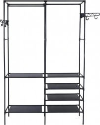 Álló ruhafogas polcokkal – fekete fém