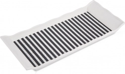 Téglalap alakú szervírozótálca 29,5 × 13 cm fekete-fehér csíkokkal
