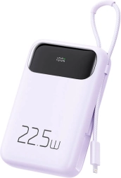 Mcdodo powerbank 10000 mAh Lightning kábellel, 22,5 W (lila)