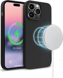 Mágneses szilikon tok iPhone 14 Pro Maxhoz MagSafe-fel, fekete