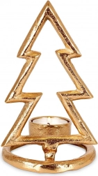 Arany alumínium karácsonyfa alakú gyertyatartó, 16 cm