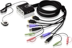 2 portos USB HDMI/Audio KVM kapcsoló távirányítóval