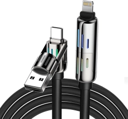 Többcélú 4 az 1-ben USB-C/USB-A USB-C/Villám kábel BlitzWolf 1,2m fekete