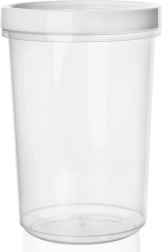 Műanyag élelmiszer-tartály tömítéssel és csavaros fedéllel 1 l