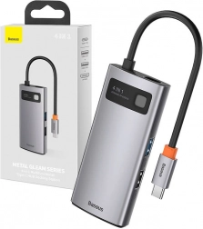 USB-C hub 4 az 1-ben BASEUS Metal Gleam HDMI-vel, USB 3.0-val és 100 W PD-vel
