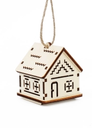 A fa varázsa – kis házikó cikkcakk mintákkal és LED mécsessel