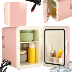 Elektromos hordozható mini hűtő 2 az 1-ben rózsaszín 4L