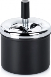 Fém, zárható forgótetős hamutartó fekete 9,5 × 13 cm