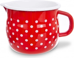 Zománcozott kiöntős bögre piros fehér pöttyökkel 1,9 l