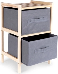 Szürke, fából készült szekrény két fiókkal, 46 cm