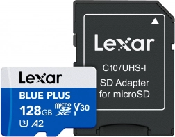 microSD memóriakártya 128 GB Blue Plus A2 U3 V30 170 MB/s