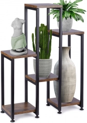 6 szintes virágtartó állvány 70 cm – fém és fa dekor