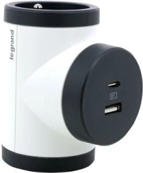 Forgatható elosztó 2× földelt aljzattal + USB A/C