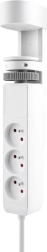 Solight hordozható, asztalra rögzíthető elosztó szorítós rögzítéssel 3× 230 V + USB-A és 2× USB-C PD, 2 m, fehér