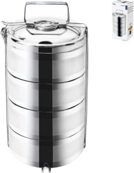 Orion rozsdamentes termikus ételhordó 4 szintes, 4 × 1,1 l