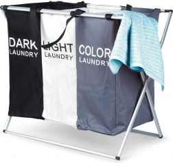 Összecsukható, háromrekeszes szennyestartó 105 l