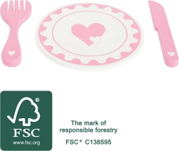 Small foot szív mintás tányér- és evőeszközkészlet