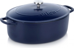 Zománcozott, ovális öntöttvas tepsi 6 l fedővel