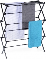 Fekete fém teleszkópos álló ruhaszárító 47–78 × 94 cm