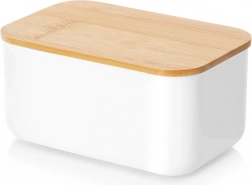 Fehér acél vajtartó bambusz fedéllel