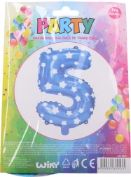 Felfújható 5-ös számú kék lufi csillagokkal