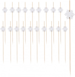 Bambusz party pálcikák hópelyhes díszítéssel, 12 cm, 20 db