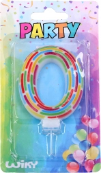 Partygyertya 0 szám csíkokkal