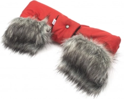 2 az 1-ben piros bundás babakocsi kézmelegítő