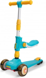 Gyerek roller üléssel, kék–sárga, világító kerekekkel