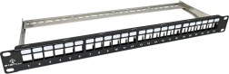 Moduláris üres 1U patch panel, 24 portos, keystone modulokhoz