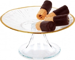 Üveg tortaállvány arany szegéllyel, 15,5 cm