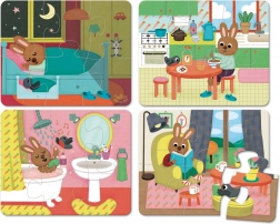 Vilac fa puzzle ház – 4 készlet, egyenként 6 darabbal dobozban