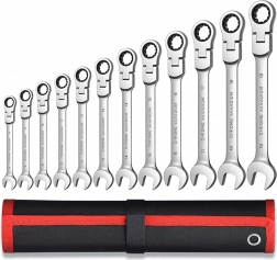 Racsnis villás-gyűrűskulcs készlet 8–19 mm, 12 db